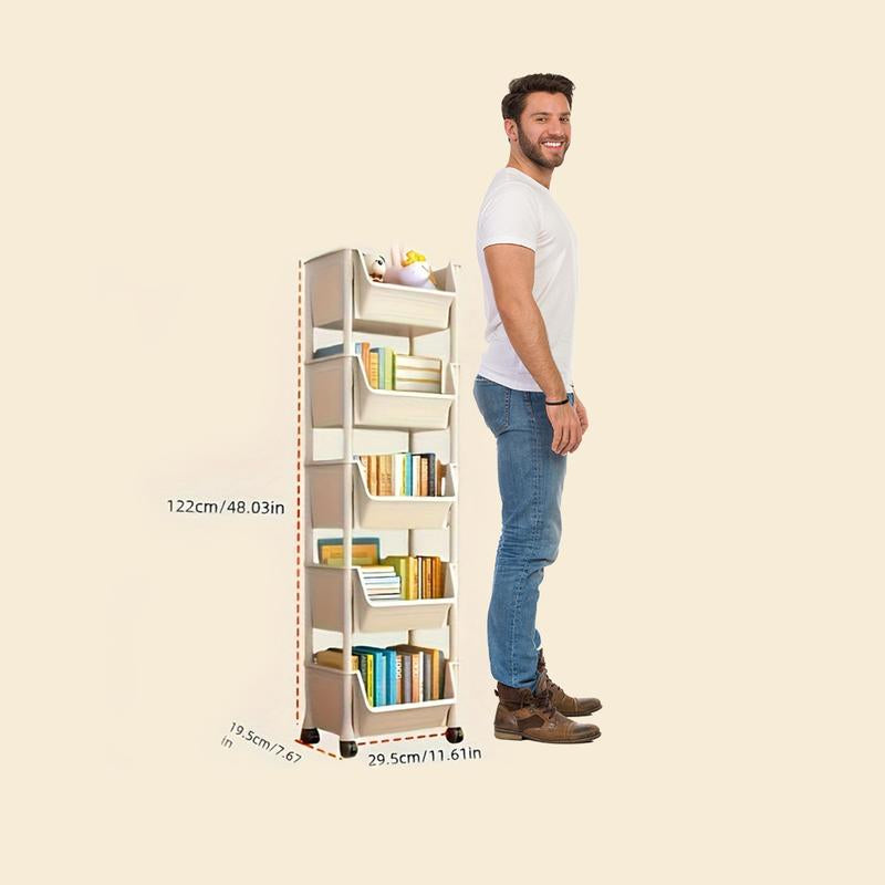 5-Tier Rolling Storage Cart,Mobile Organizer with Wheels for Living Room, Beauty & Personal Care Supplies Organization System,Bedside Cart,Utility Cart,Book Cart,Rolly Cart,Baby Cart Organizer,Storage Cabinet,Kitchen Organizers and Storage