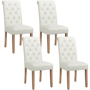 Yaheetech Dining Chairs Set of 2/4 Fabric Upholstered Dining Chairs High Back Padded Kitchen Chairs with Solid Wood Legs for Home, Dining Room, Kitchen