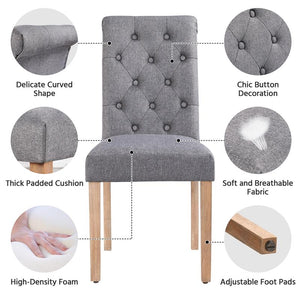 Yaheetech Dining Chairs Set of 2/4 Fabric Upholstered Dining Chairs High Back Padded Kitchen Chairs with Solid Wood Legs for Home, Dining Room, Kitchen