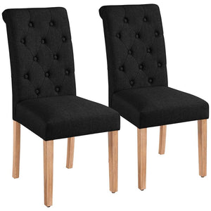 Yaheetech Dining Chairs Set of 2/4 Fabric Upholstered Dining Chairs High Back Padded Kitchen Chairs with Solid Wood Legs for Home, Dining Room, Kitchen