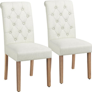 Yaheetech Dining Chairs Set of 2/4 Fabric Upholstered Dining Chairs High Back Padded Kitchen Chairs with Solid Wood Legs for Home, Dining Room, Kitchen
