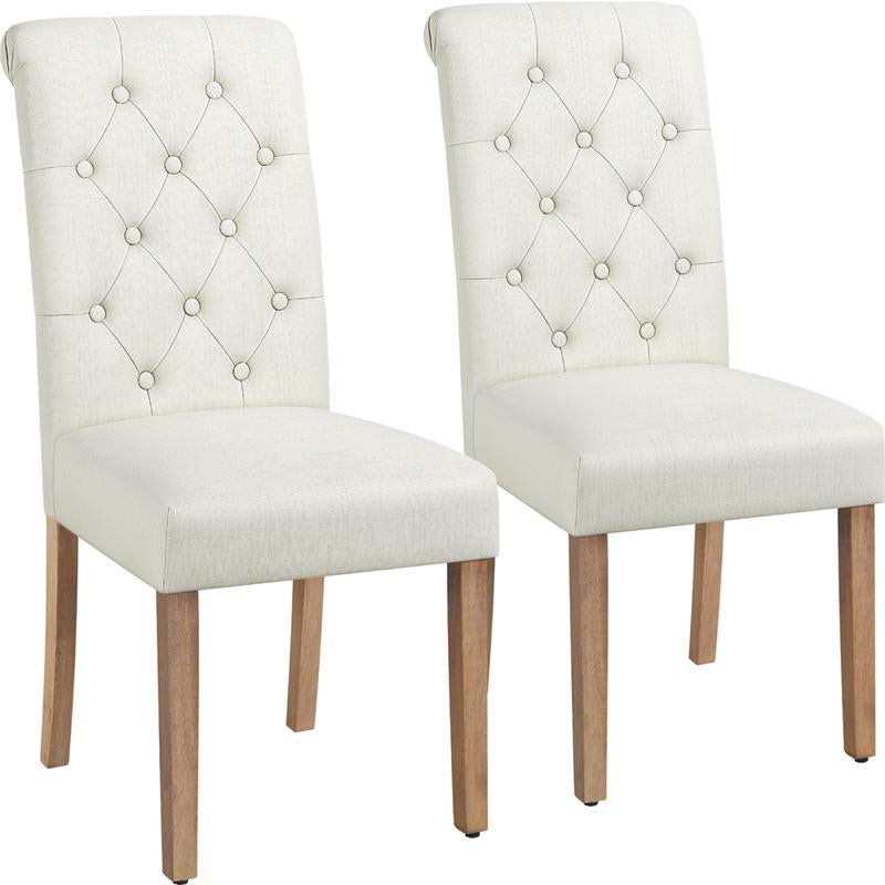 Yaheetech Dining Chairs Set of 2/4 Fabric Upholstered Dining Chairs High Back Padded Kitchen Chairs with Solid Wood Legs for Home, Dining Room, Kitchen