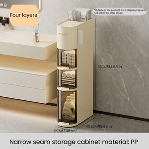 UFORU Narrow 4 Tier Slim Bathroom Storage Cabinetskinny Storage with Drawers Toilet Paper Holder,Waterproof Movable Organizer for Small Spaceskitchen, Laundry, Living Room Bathroom Organizer Apartment Pantry Storage Organizers
