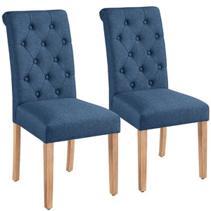 Yaheetech Dining Chairs Set of 2/4 Fabric Upholstered Dining Chairs High Back Padded Kitchen Chairs with Solid Wood Legs for Home, Dining Room, Kitchen