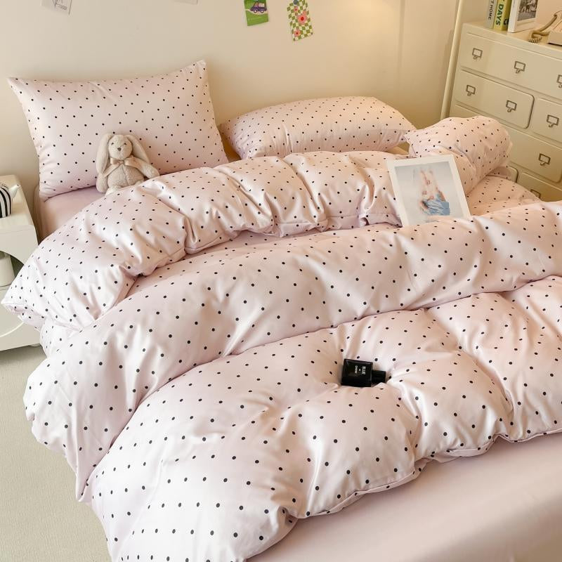 Polka Dot Pattern Bedding Set, 3 Counts/Set Including Duvet Cover & Pillowcase without Filler, Comfortable Soft Breathable Bedding for Home Bedroom, Soft Durable Material