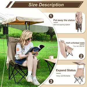 Foldable Camping Chair with Sunshade-2