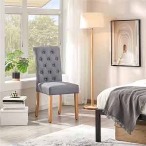 Yaheetech Dining Chairs Set of 2/4 Fabric Upholstered Dining Chairs High Back Padded Kitchen Chairs with Solid Wood Legs for Home, Dining Room, Kitchen