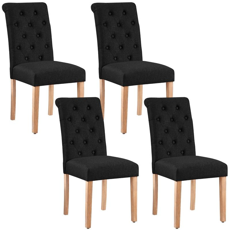 Yaheetech Dining Chairs Set of 2/4 Fabric Upholstered Dining Chairs High Back Padded Kitchen Chairs with Solid Wood Legs for Home, Dining Room, Kitchen