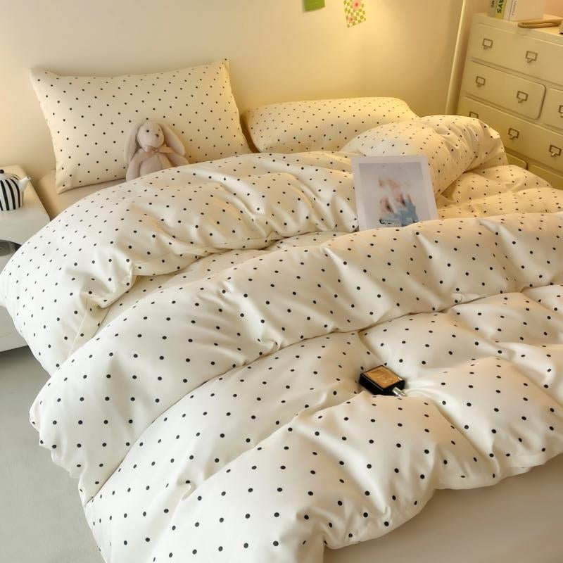 Polka Dot Pattern Bedding Set, 3 Counts/Set Including Duvet Cover & Pillowcase without Filler, Comfortable Soft Breathable Bedding for Home Bedroom, Soft Durable Material