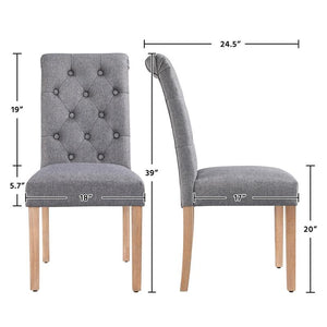 Yaheetech Dining Chairs Set of 2/4 Fabric Upholstered Dining Chairs High Back Padded Kitchen Chairs with Solid Wood Legs for Home, Dining Room, Kitchen