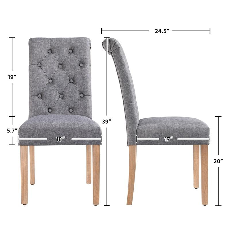 Yaheetech Dining Chairs Set of 2/4 Fabric Upholstered Dining Chairs High Back Padded Kitchen Chairs with Solid Wood Legs for Home, Dining Room, Kitchen