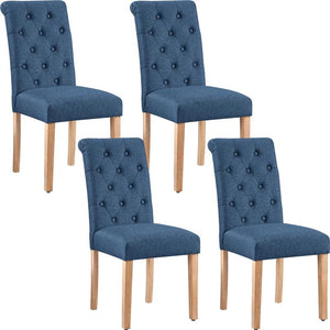 Yaheetech Dining Chairs Set of 2/4 Fabric Upholstered Dining Chairs High Back Padded Kitchen Chairs with Solid Wood Legs for Home, Dining Room, Kitchen