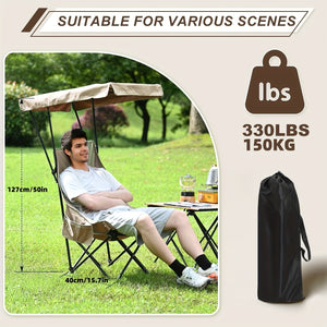 Foldable Camping Chair with Sunshade-4