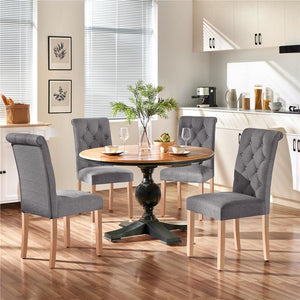 Yaheetech Dining Chairs Set of 2/4 Fabric Upholstered Dining Chairs High Back Padded Kitchen Chairs with Solid Wood Legs for Home, Dining Room, Kitchen