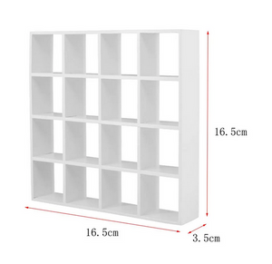 Handmade Mini Birch Wooden Storage Rack 16-Grid Display Shelf Bookcase Stand-3