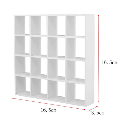 Handmade Mini Birch Wooden Storage Rack 16-Grid Display Shelf Bookcase Stand-3