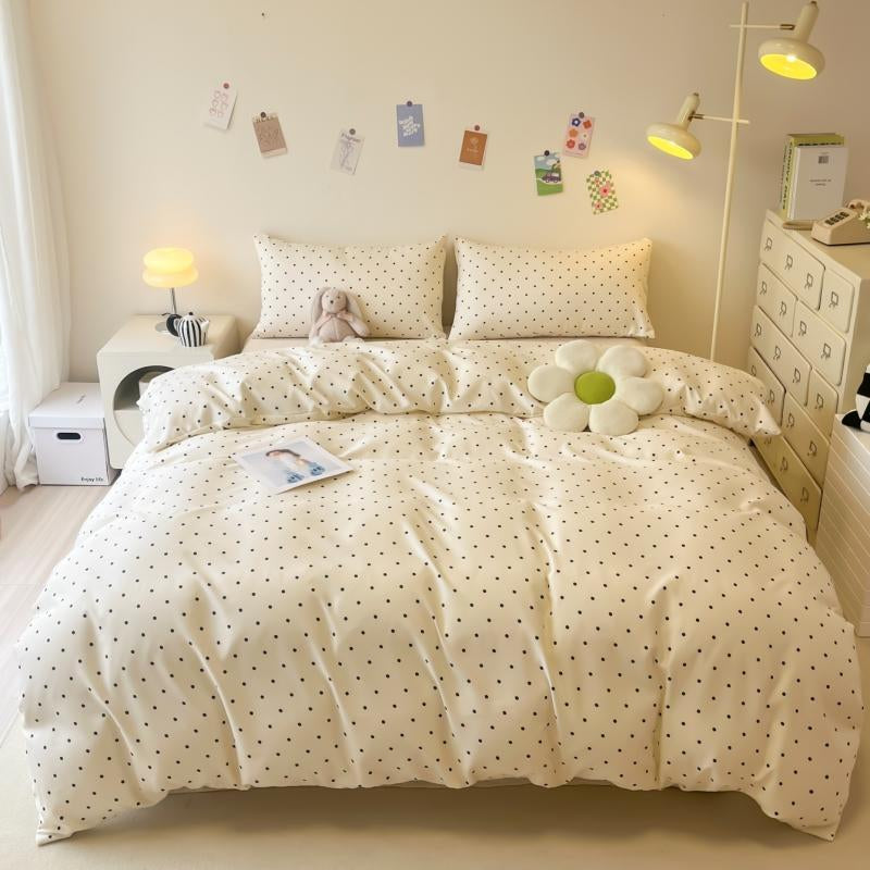 Polka Dot Pattern Bedding Set, 3 Counts/Set Including Duvet Cover & Pillowcase without Filler, Comfortable Soft Breathable Bedding for Home Bedroom, Soft Durable Material