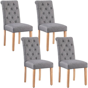 Yaheetech Dining Chairs Set of 2/4 Fabric Upholstered Dining Chairs High Back Padded Kitchen Chairs with Solid Wood Legs for Home, Dining Room, Kitchen