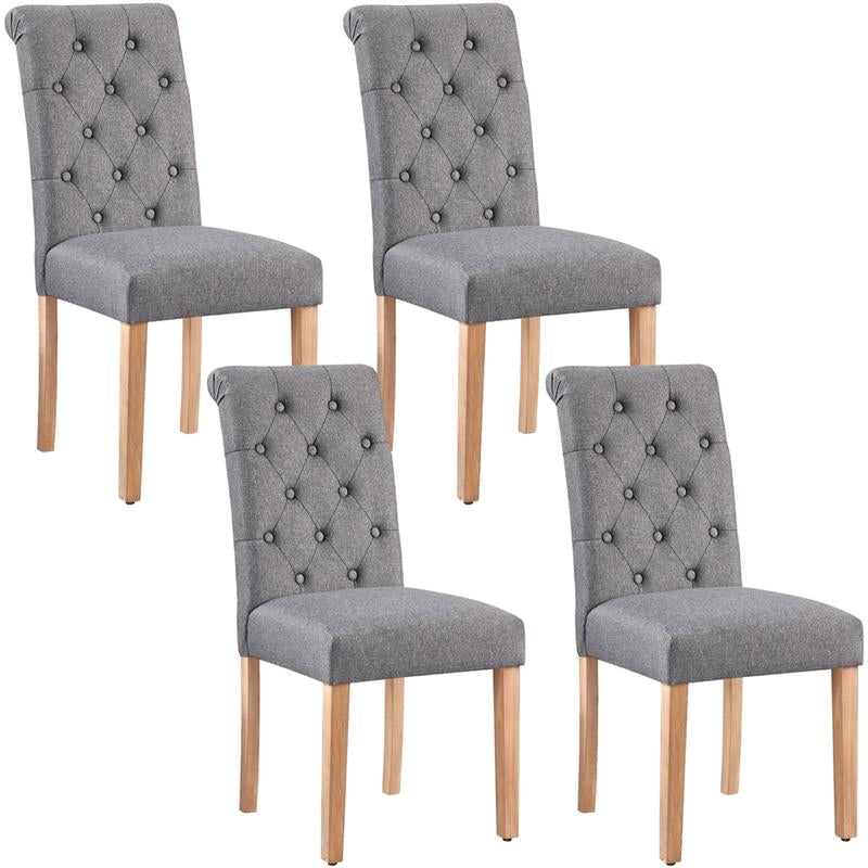 Yaheetech Dining Chairs Set of 2/4 Fabric Upholstered Dining Chairs High Back Padded Kitchen Chairs with Solid Wood Legs for Home, Dining Room, Kitchen
