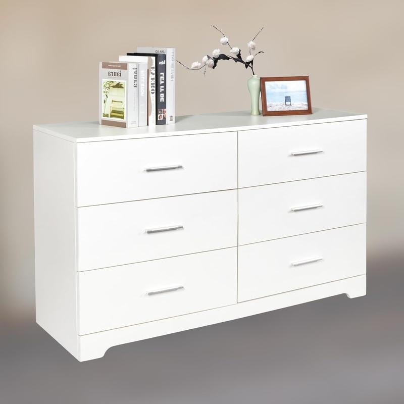 Karl Home White Dresser for Bedroom, Wood 8 Drawer Dresser Chest of Drawers, 55 Inch Dresser Bedroom Furniture, Large Dresser Storage Chest with Deep Drawers, TV Stand, 55.1" X 15.7" X 31.5"