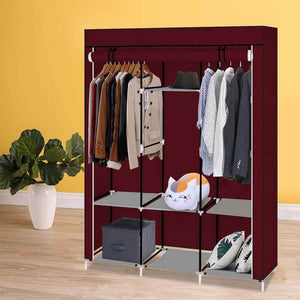 Mobilna szafa do ubrań 130x45x170 cm-bordowa-2
