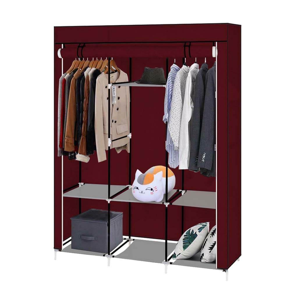 Mobilna szafa do ubrań 130x45x170 cm-bordowa-1