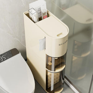 UFORU Narrow 4 Tier Slim Bathroom Storage Cabinetskinny Storage with Drawers Toilet Paper Holder,Waterproof Movable Organizer for Small Spaceskitchen, Laundry, Living Room Bathroom Organizer Apartment Pantry Storage Organizers