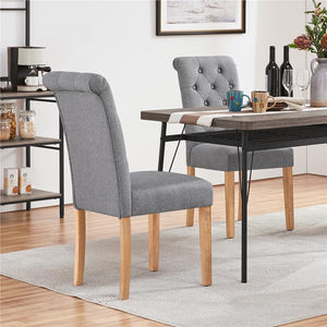 Yaheetech Dining Chairs Set of 2/4 Fabric Upholstered Dining Chairs High Back Padded Kitchen Chairs with Solid Wood Legs for Home, Dining Room, Kitchen