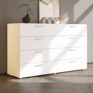 Karl Home White Dresser for Bedroom, Wood 8 Drawer Dresser Chest of Drawers, 55 Inch Dresser Bedroom Furniture, Large Dresser Storage Chest with Deep Drawers, TV Stand, 55.1" X 15.7" X 31.5"