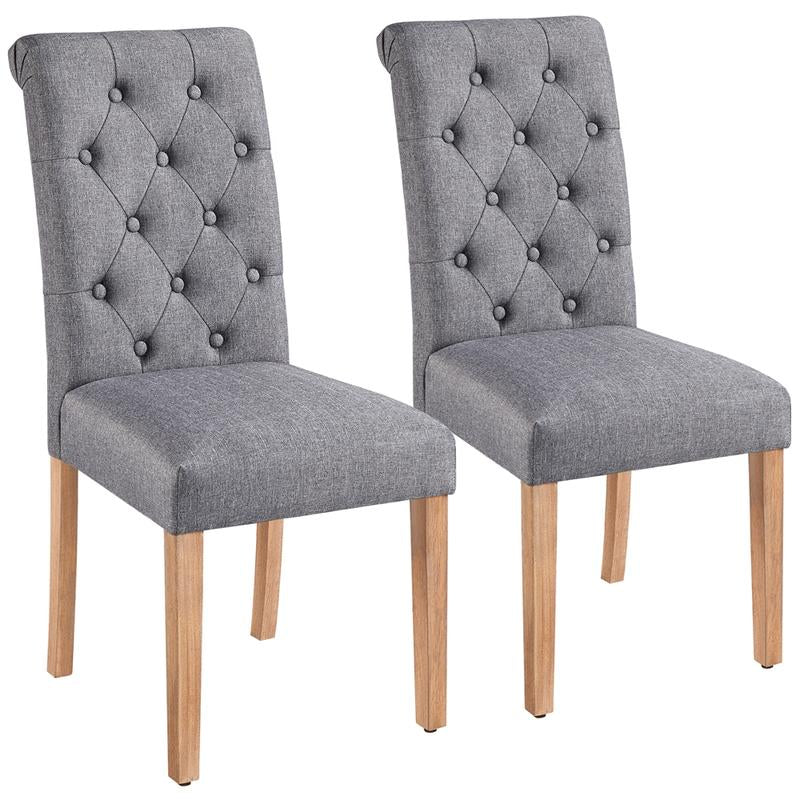 Yaheetech Dining Chairs Set of 2/4 Fabric Upholstered Dining Chairs High Back Padded Kitchen Chairs with Solid Wood Legs for Home, Dining Room, Kitchen