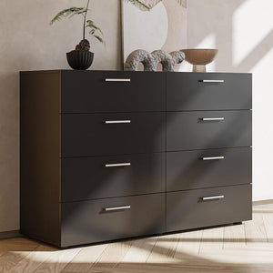 Karl Home White Dresser for Bedroom, Wood 8 Drawer Dresser Chest of Drawers, 55 Inch Dresser Bedroom Furniture, Large Dresser Storage Chest with Deep Drawers, TV Stand, 55.1" X 15.7" X 31.5"