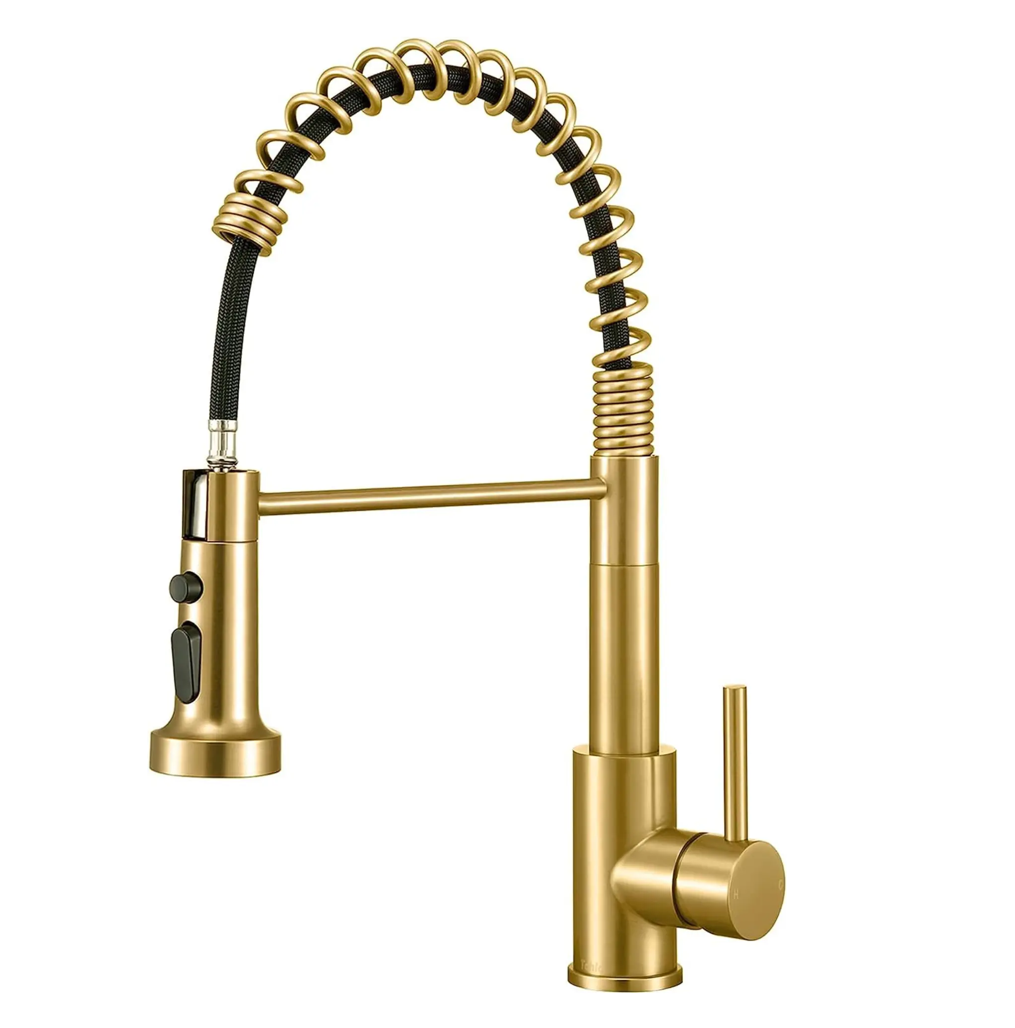 Fossa Pull Down Sprayer, Kitchen Mixer Tap 360° Swivel, Commercial Kitchen Faucet Single Handle Mixer Tap with 2 Spray Modes Brushed (Gold)-0