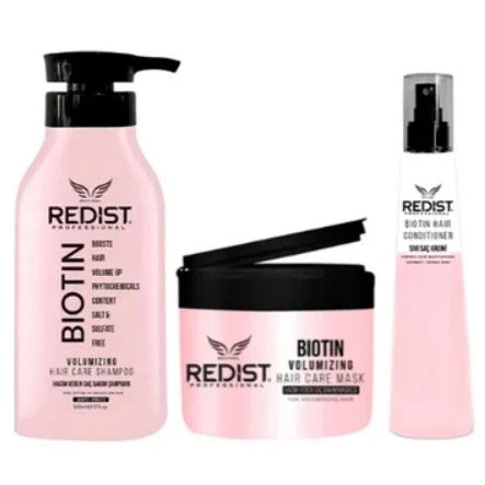 KIT PROMO: 3 REDIST PENTRU VOLUM CU BIOTINA (Sampon 500 ML, Masca 250 ML, Balsam bifazic 225 ml)
