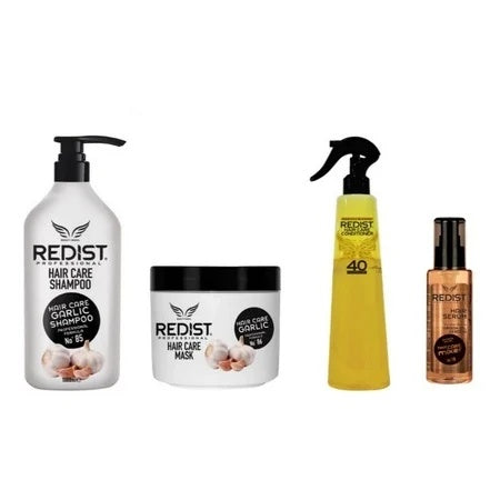 Pachet PROMO 4 Redist cu extract de usturoi pentru cresterea si regenerarea parului(Sampon, masca , balsam bifazic ,ser keratina si argan)