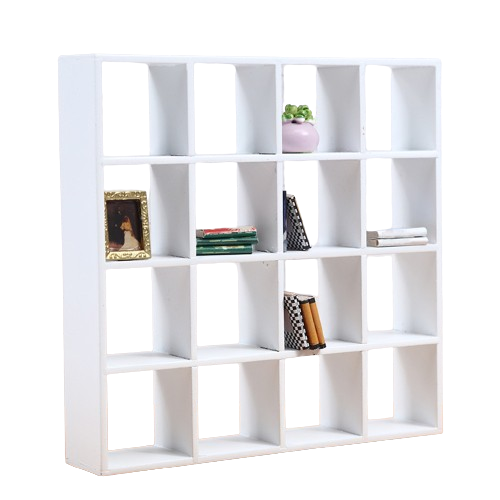 Handmade Mini Birch Wooden Storage Rack 16-Grid Display Shelf Bookcase Stand-0