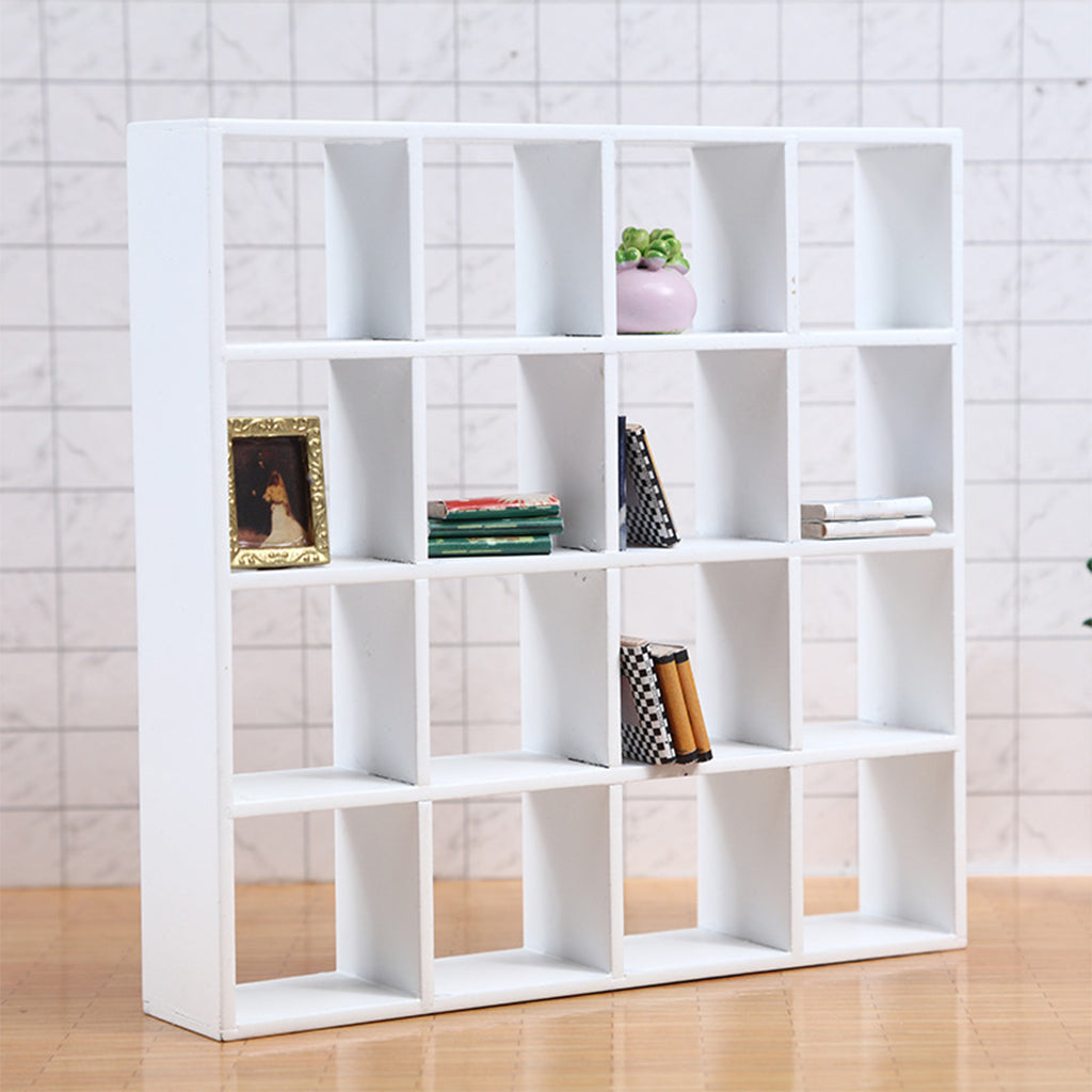 Handmade Mini Birch Wooden Storage Rack 16-Grid Display Shelf Bookcase Stand-1