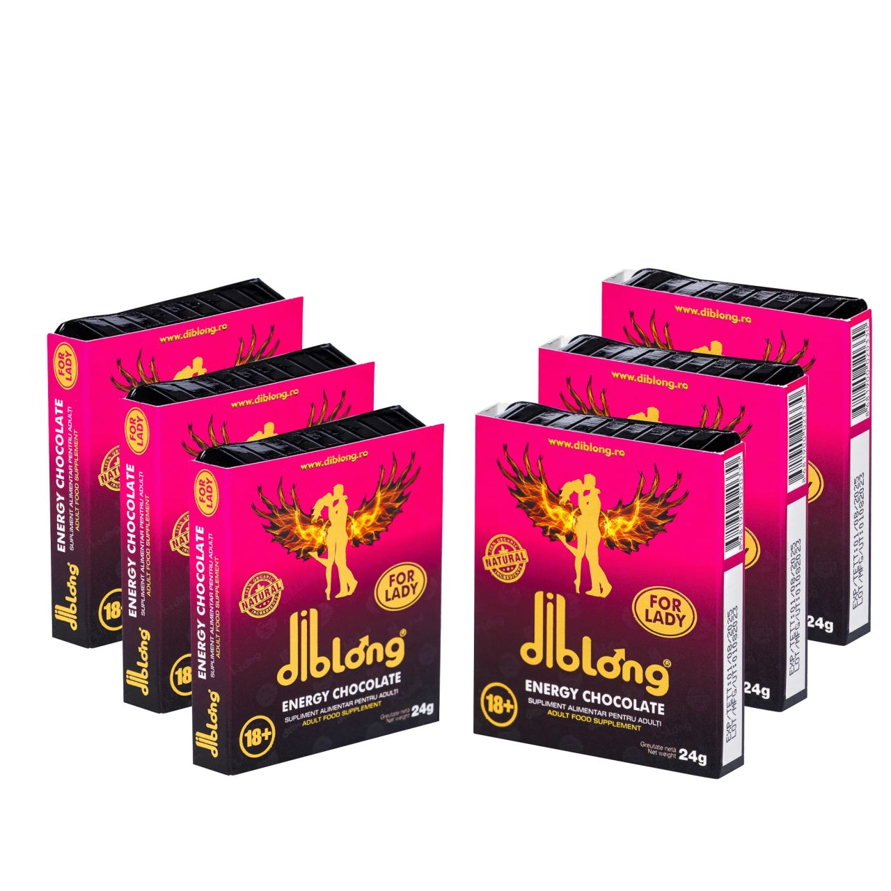 Set 6 afrodisiace ciocolata premium concentrat, DIBLONG ENERGY CHOCOLATE for LADY, pentru orgasm intens si cresterea libidoului femeilor.