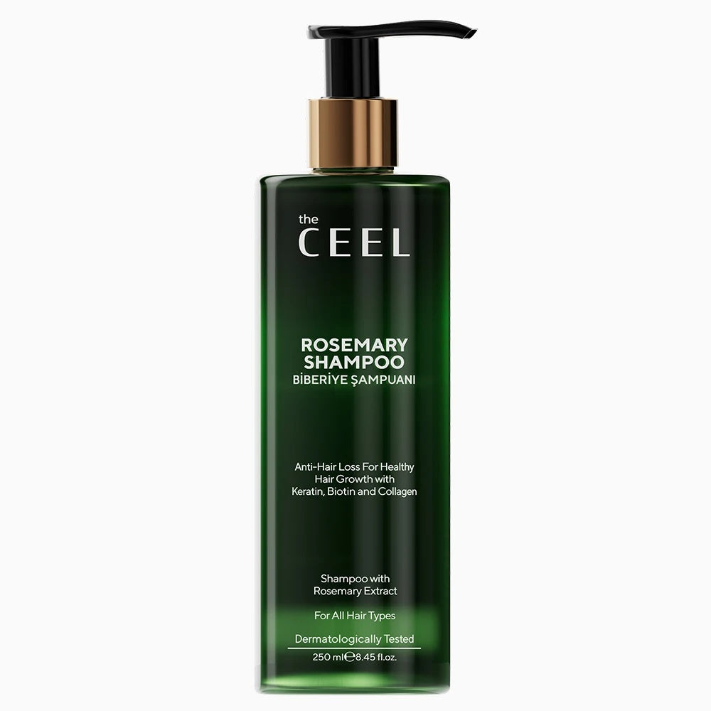 The Ceel Sampon cu Rozmarin pentru stimularea creșterii părului, cu Keratină, Biotină și Extract de Colagen – 250 ml